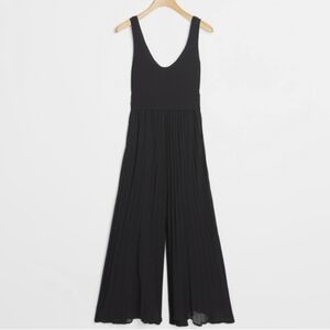 NEW Anthropologie Black Jumpsuit Calanthe Pleated Sleeveless Waist Tie Size 4